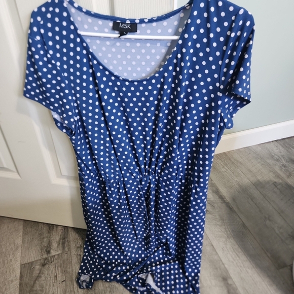 MSK Navy Polka Dot Short Sleeve Top - Picture 1 of 2